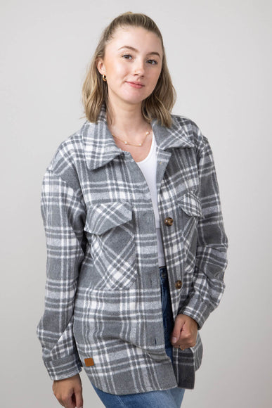 Simply Southern Plaid Shacket for Women in Grey