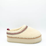 Simply Southern Platform Sherpa Slippers for Women in Cream