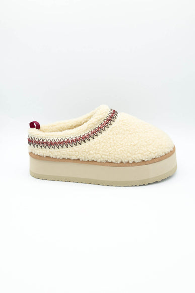 Simply Southern Platform Sherpa Slippers for Women in Cream