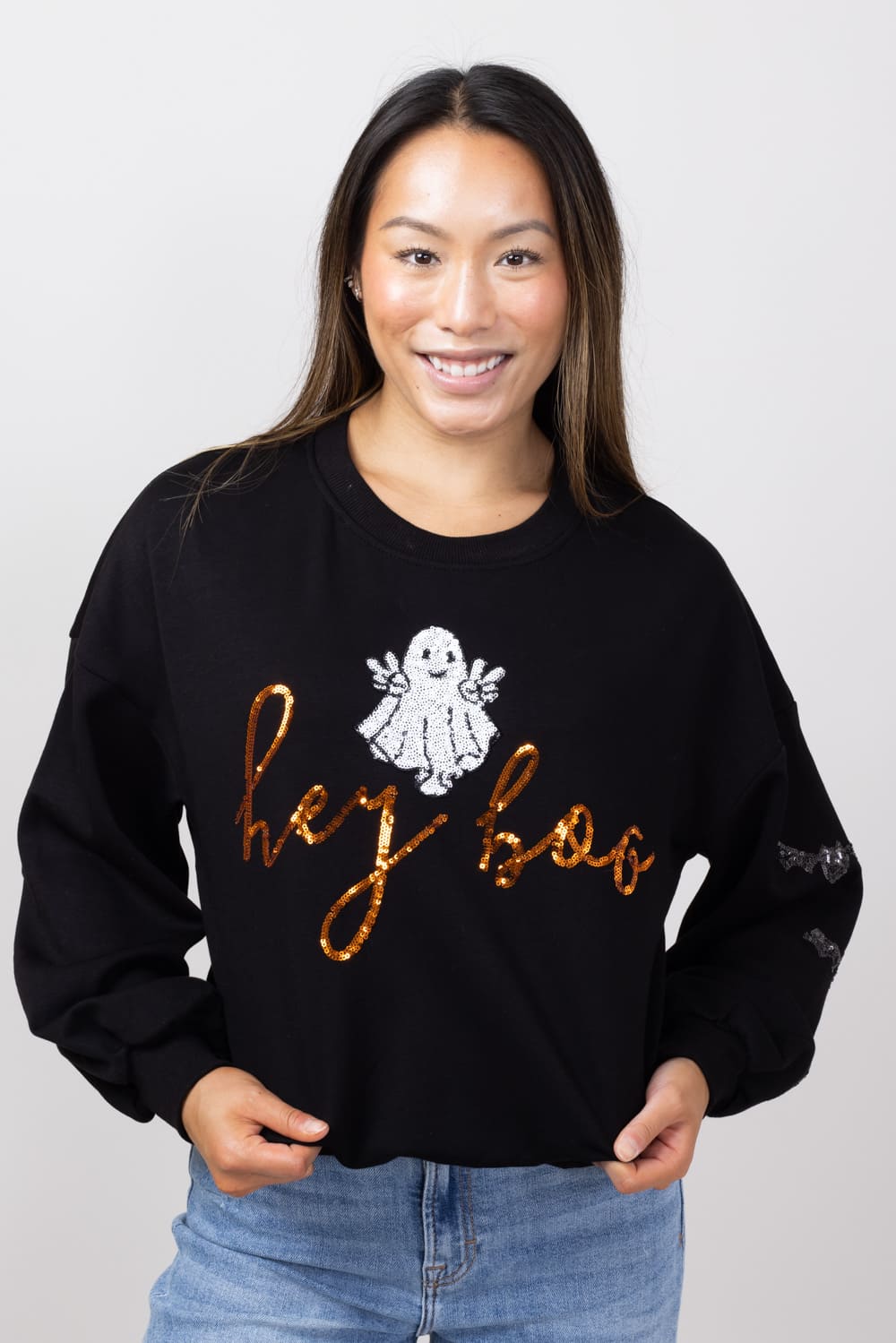 Women's Cropped Sweatshirt - Hey, Boo! outlets - Cute Ghost