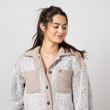 Simply Southern Soft Shacket for Women in Frost/Tan