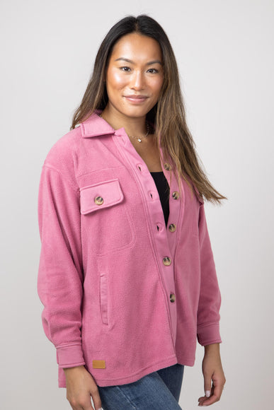 Simply Southern Solid Fleece Shacket for Women in Mauve