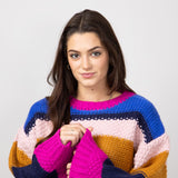 Simply Southern Striped Cropped Sweater for Women in Royal