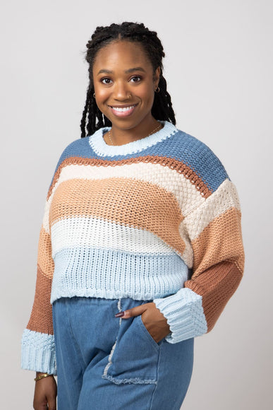 Simply Southern Striped Cropped Sweater for Women in Coast