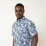 Simply Southern Tropical Button Down Shirt for Men in Navy Blue