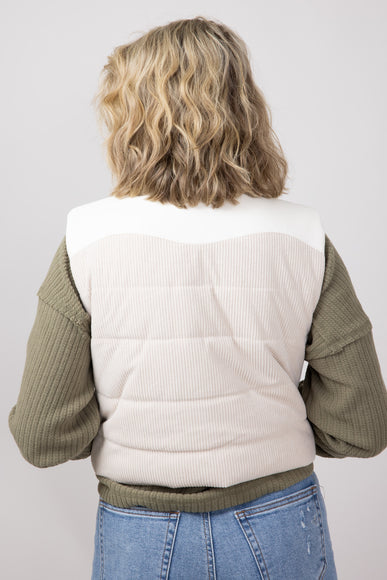 Simply Southern Corduroy Cropped Zippered Vest for Women in Cream 