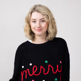 Simply Southern Knit Merry Sweater for Women in Black