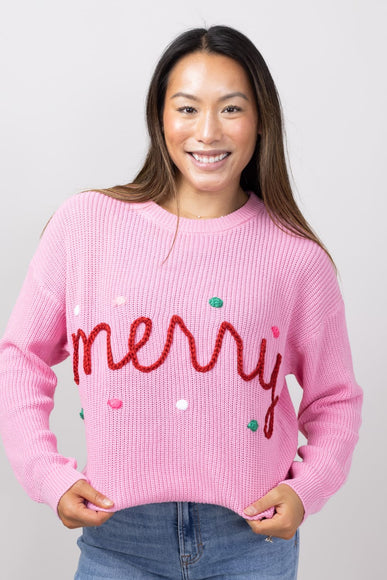 Simply Southern Knit Merry Sweater for Women in Pink