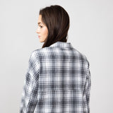 Simply Southern Plaid Button Up Shirt for Women in Grey