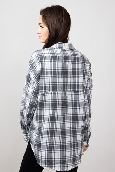 Simply Southern Plaid Button Up Shirt for Women in Grey