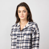 Simply Southern Plaid Button Up Shirt for Women in Navy