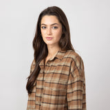 Simply Southern Plaid Button Up Shirt for Women in Tan