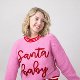 Simply Southern Knit Santa Baby Sweater for Women in Pink