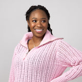 Simply Southern So Soft Quarter Zip Sweater for Women in Candy Pink