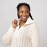 Simply Southern So Soft Quarter Zip Sweater for Women in Parchment Cream