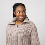 Simply Southern So Soft Quarter Zip Sweater for Women in Tan