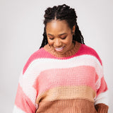 Simply Southern Striped Cropped Sweater for Women in Cranberry