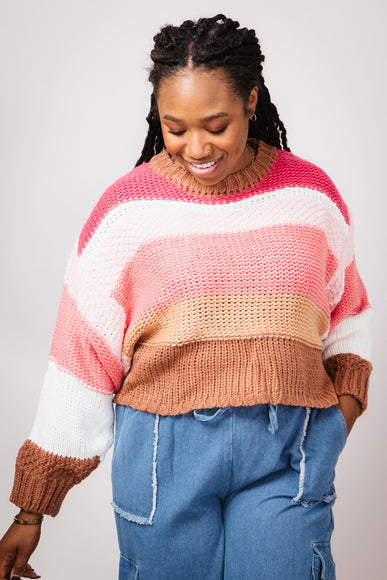 Simply Southern Striped Cropped Sweater for Women in Cranberry