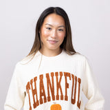 Simply Southern Braided Crewneck Thankful Sweater for Women in Cream