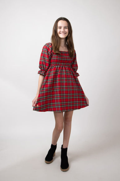 Simply Southern Youth Holiday Dress for Girls in Plaid