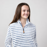 Simply Southern Youth Luxe Quarter Zip Front Pullover for Girls in Blue Steel