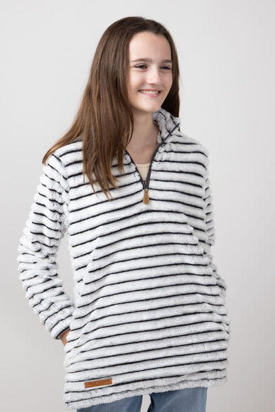 Simply Southern Youth Luxe Quarter Zip Front Pullover for Girls in Pavement