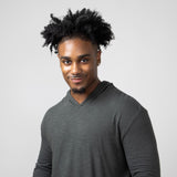 Slub Pullover Hoodie for Men in Charcoal