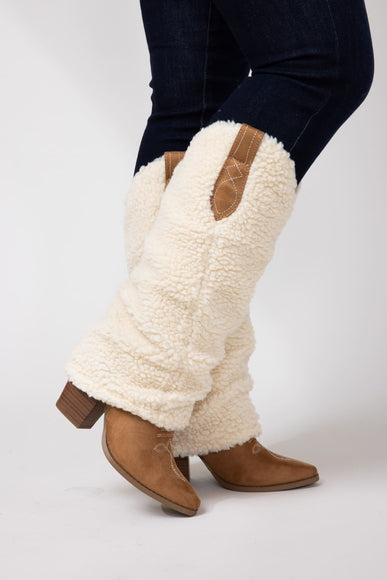 Soda Rely Shearling Tall Boots for Women in Beige