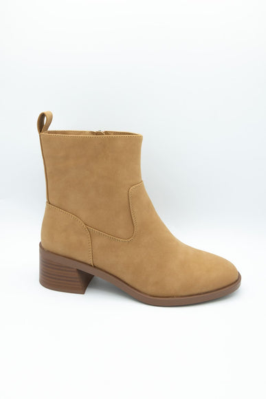 Soda Beaver Block Heel Booties for Women in Coffee