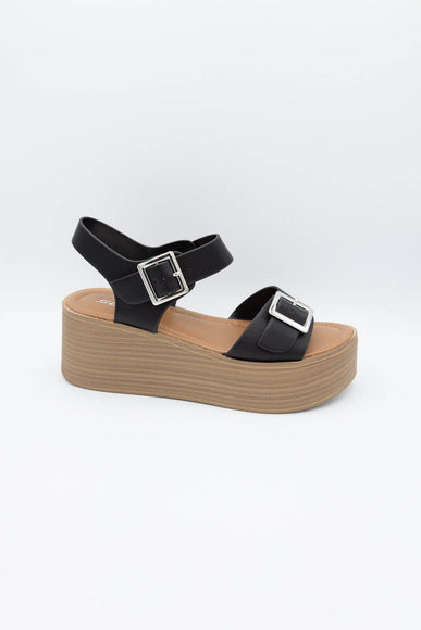 Soda Dorina Buckle Platform Sandals for Women in Black