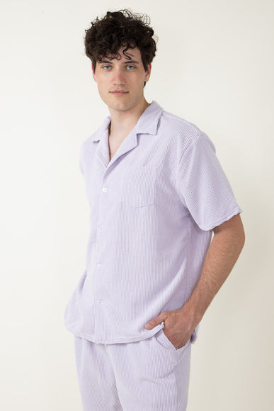 Corduroy Button Up Shirt for Men in Dusty Lilac