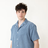 Corduroy Button Up Shirt for Men in Sky Blue