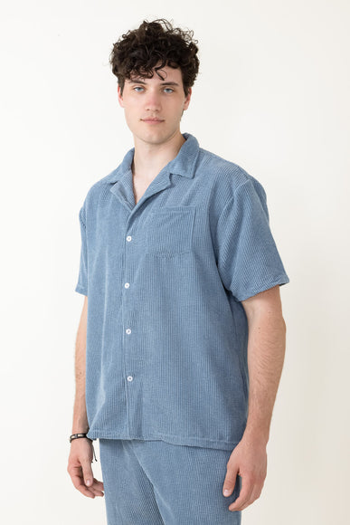 Corduroy Button Up Shirt for Men in Sky Blue