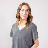 Urban Ribbed Knit Top for Women in Charcoal