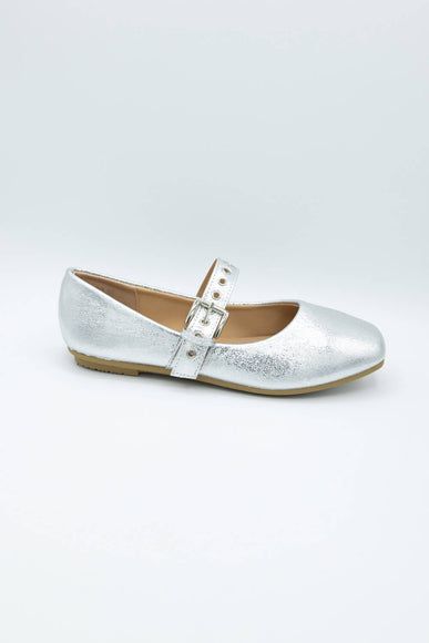 Top Moda Buckle Flats for Women in Silver