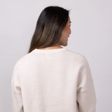 Football Graphic Sweater for Women in Cream