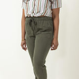 Tencel Drawstring Pants for Women in Dark Olive