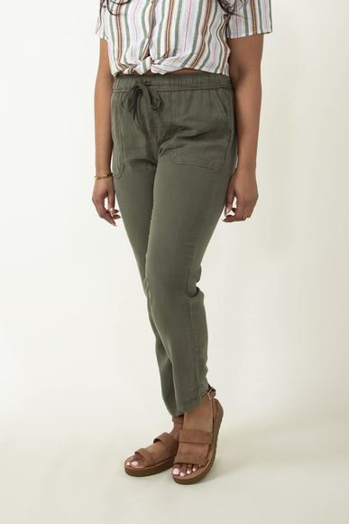 Tencel Drawstring Pants for Women in Dark Olive