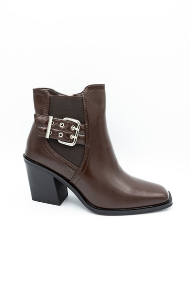 Top Moda Karen Buckle Booties for Women in Brown