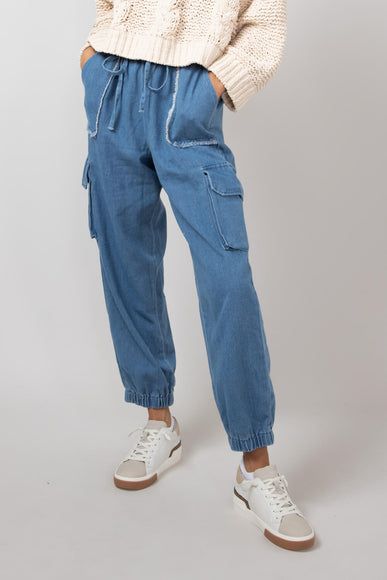 Denim Cargo Joggers for Women in Indigo