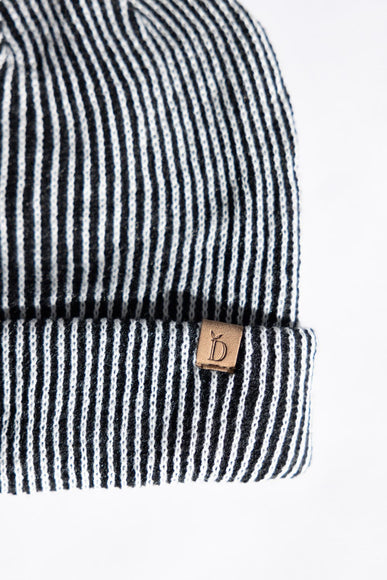 Vertical Stripe Knit Beanie for Women in Black/White