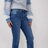 Vervet High Rise Cuffed Slim Straight Jeans for Women