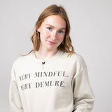 Very Mindful Very Demure Oversized Graphic Sweatshirt for Women in Sand