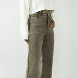 Washed Frayed Flare Jeans for Women in Olive