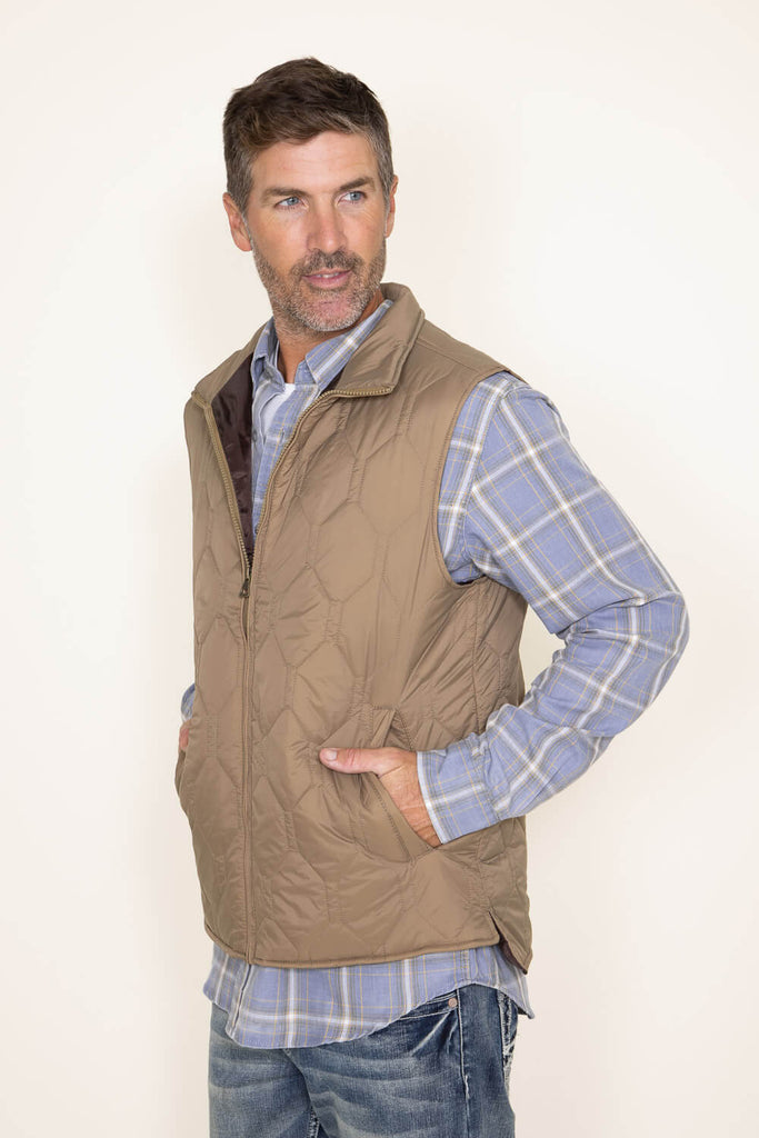 Weatherproof Vintage Quilted Vest for Men in Khaki | F2370405GK