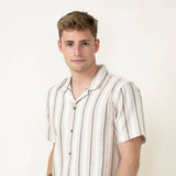 Woven Resort Button Up Shirt for Men in Tan