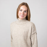 La Miel Mock Neck Sweater for Women in Taupe