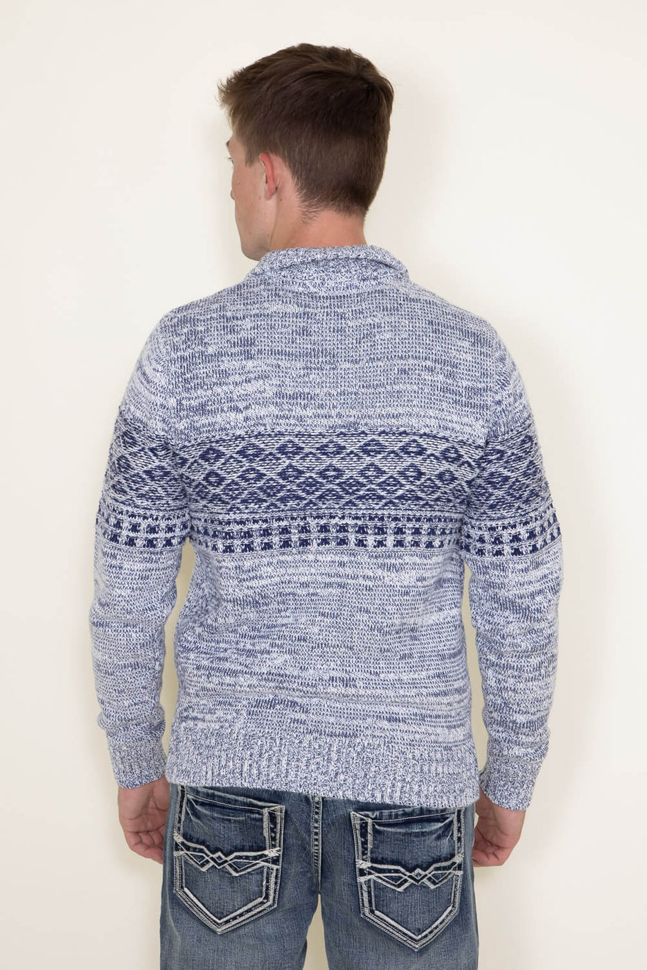 1897 Original ¼ Mock Neck Button Sweater for Men in Blue and