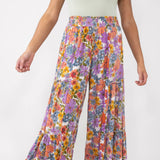 Tiered Floral Beach Pant for Women in White Multi