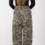 High Rise Barrel Jeans for Women in Animal Leopard Print